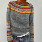 Ingrid | Women’s Boat-Neck Fair-Isle Patterned Yoke Knit Sweater