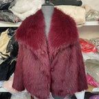 Giselle | Women’s Plush Faux-Fur Lapel Collar Short Jacket