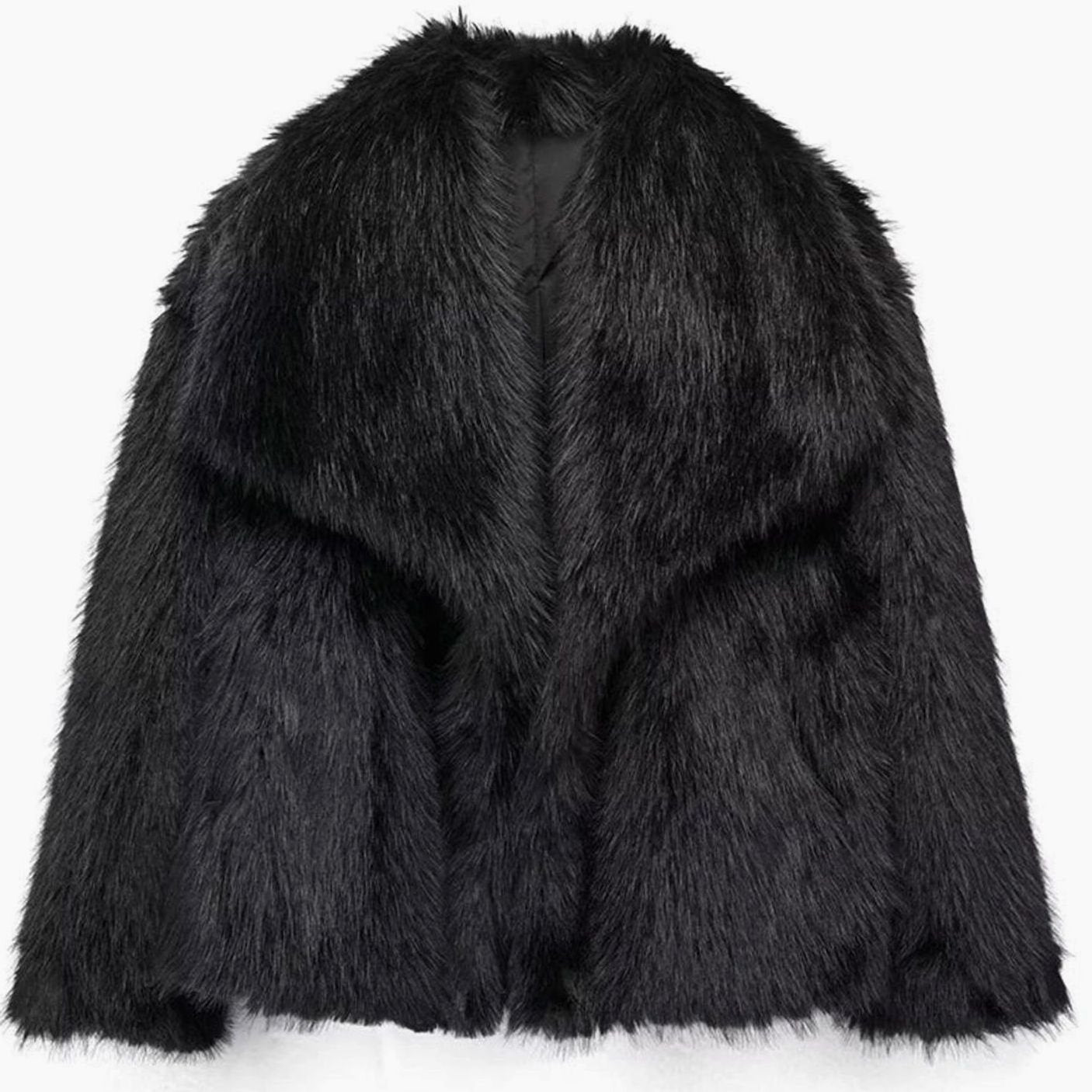 Giselle | Women’s Plush Faux-Fur Lapel Collar Short Jacket