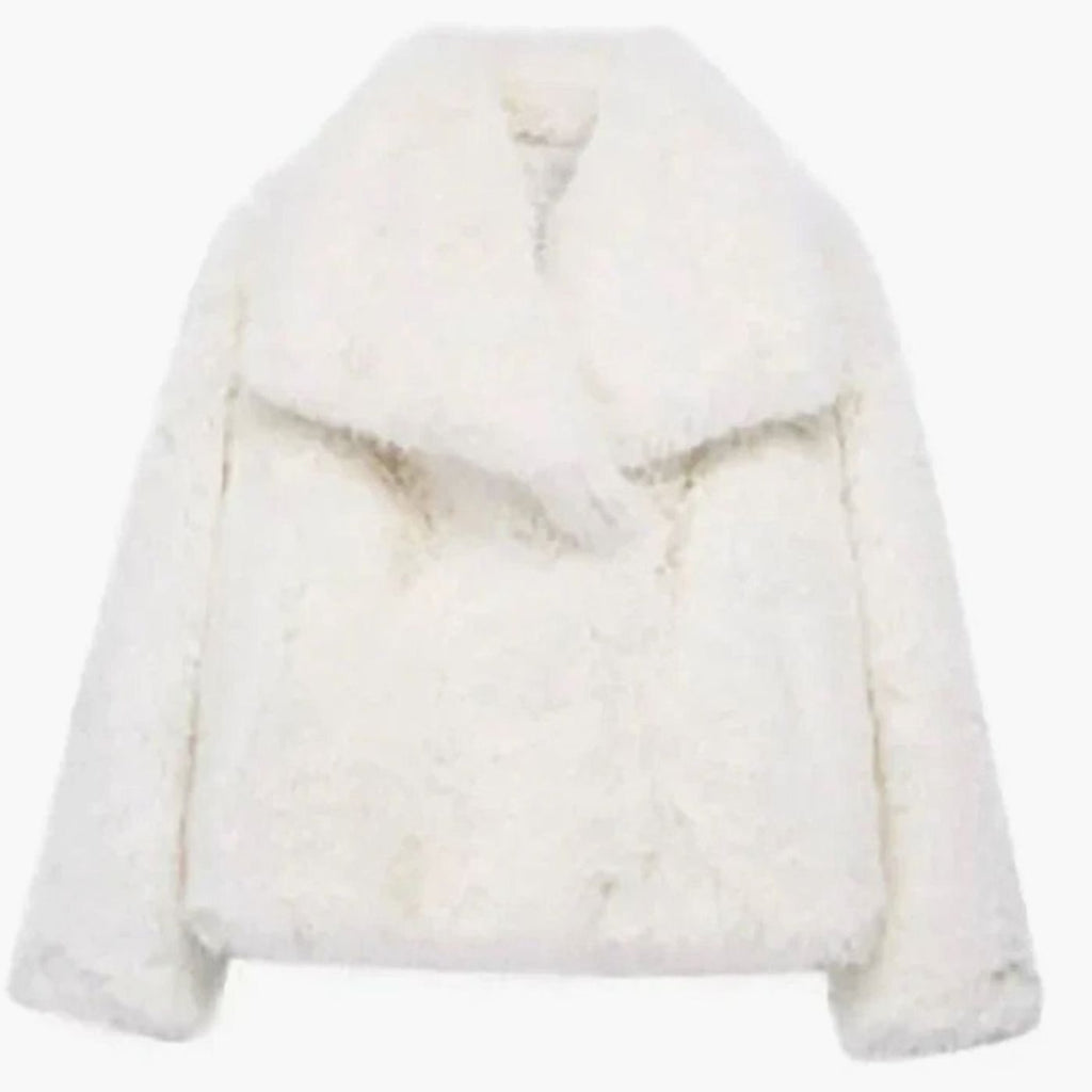 Giselle | Women’s Plush Faux-Fur Lapel Collar Short Jacket