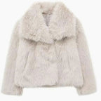 Giselle | Women’s Plush Faux-Fur Lapel Collar Short Jacket
