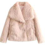 Giselle | Women’s Plush Faux-Fur Lapel Collar Short Jacket