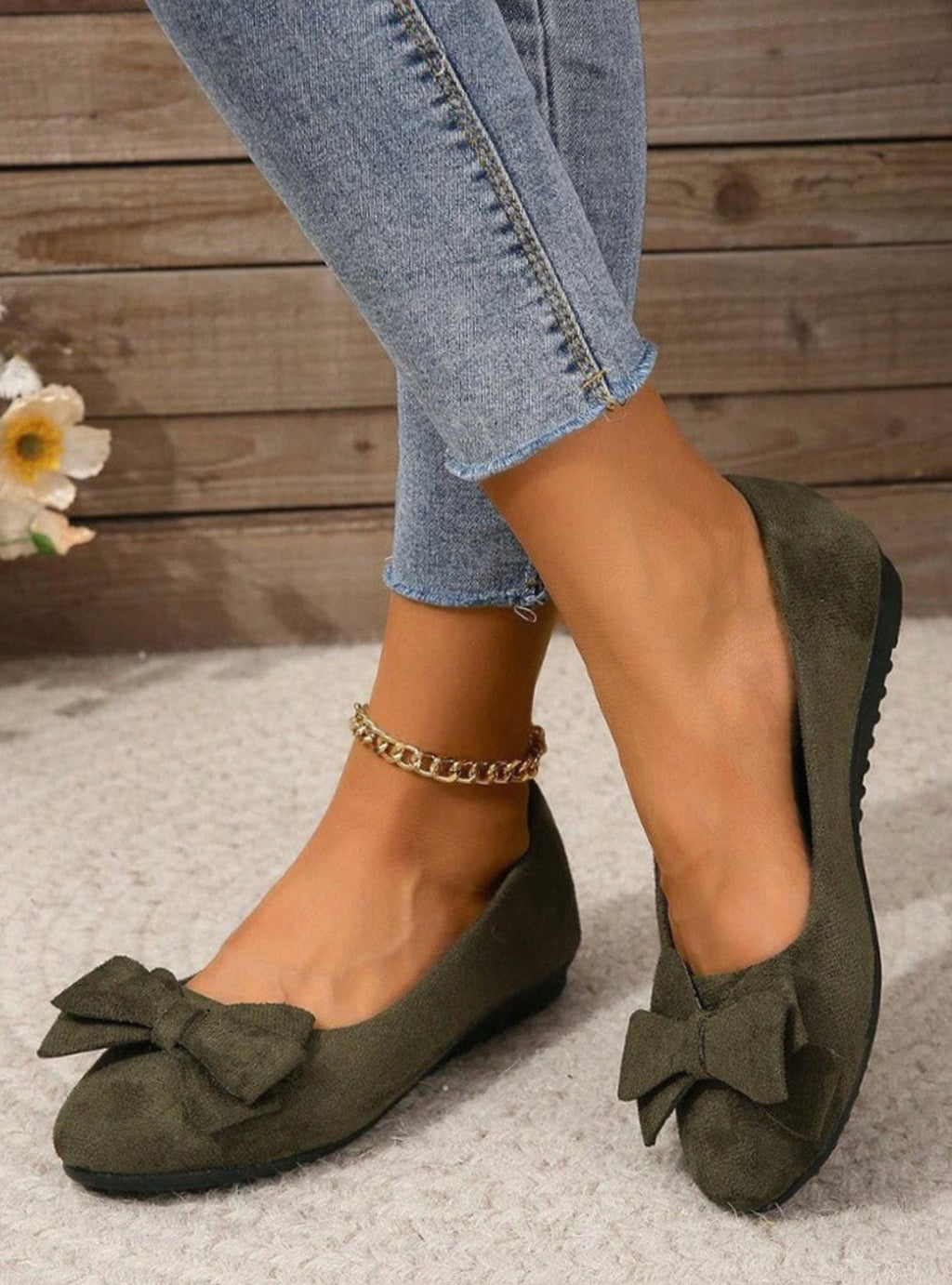 Clara | Women’s Bow-Front Suede Padded-Insole Ballet Flats