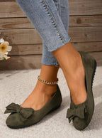 Clara | Women’s Bow-Front Suede Padded-Insole Ballet Flats