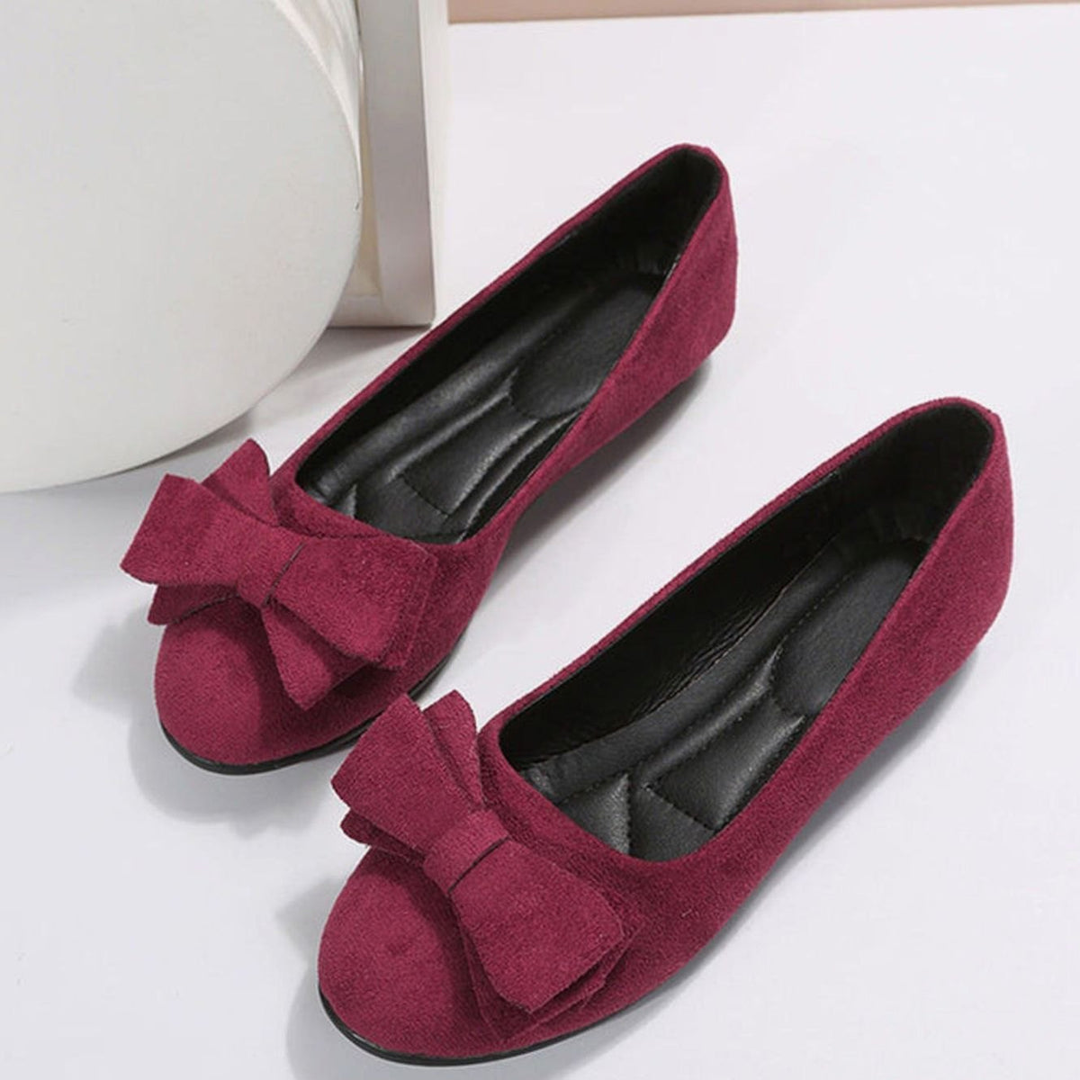 Clara | Women’s Bow-Front Suede Padded-Insole Ballet Flats