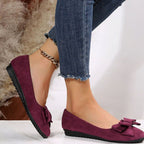 Clara | Women’s Bow-Front Suede Padded-Insole Ballet Flats