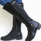 Aspen | Women’s Stretch-Calf Ankle-Strap Knee-High Riding Boots