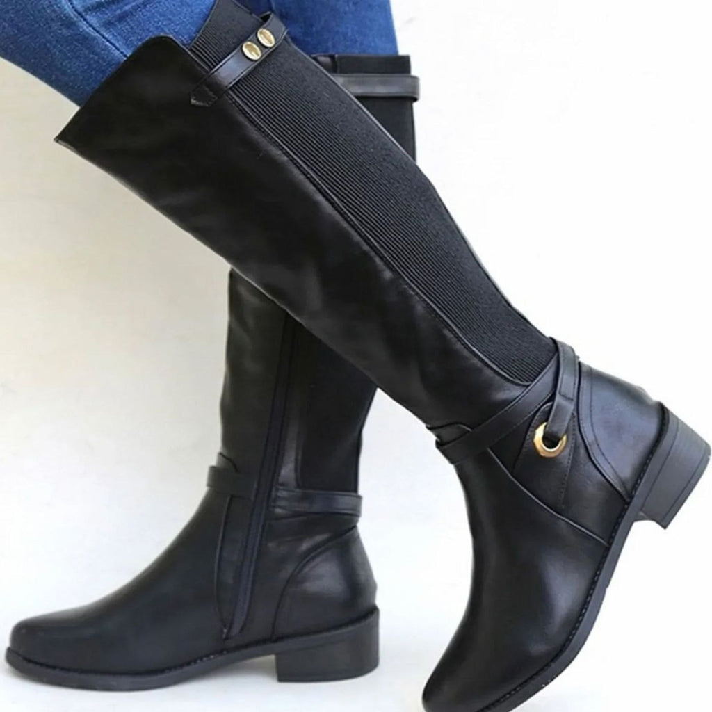 Morgan | Women’s Leather Stretch-Calf Ankle-Strap Riding Boots