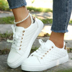 Maya | Women’s Quilted Metallic-Eyelet Low-Top Casual Sneakers