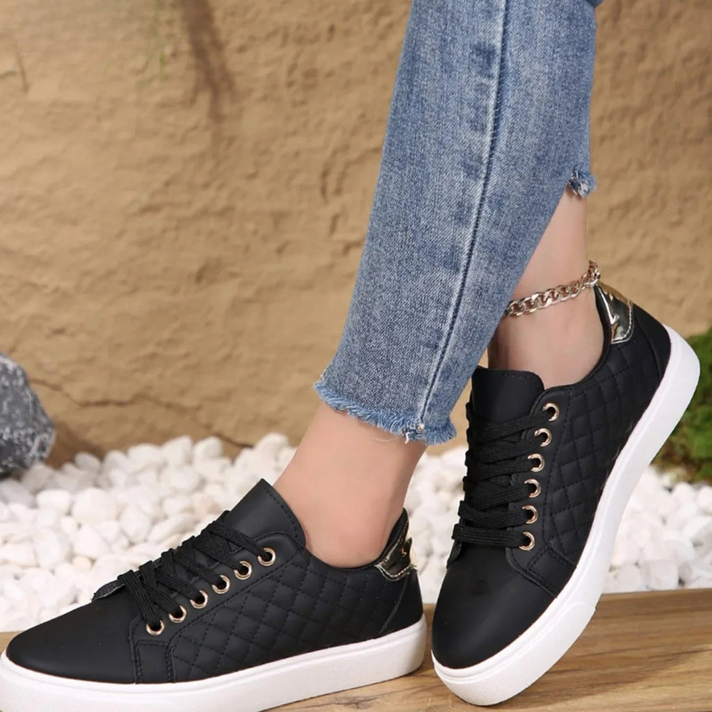 Maya | Women’s Quilted Metallic-Eyelet Low-Top Casual Sneakers