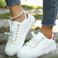 Maya | Women’s Quilted Metallic-Eyelet Low-Top Casual Sneakers