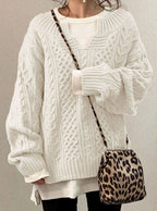 Clara | Women’s Cable-Knit Split-Neck Layered Oversized Sweater