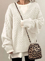 Clara | Women’s Cable-Knit Split-Neck Layered Oversized Sweater