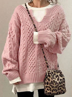 Clara | Women’s Cable-Knit Split-Neck Layered Oversized Sweater