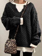 Clara | Women’s Cable-Knit Split-Neck Layered Oversized Sweater