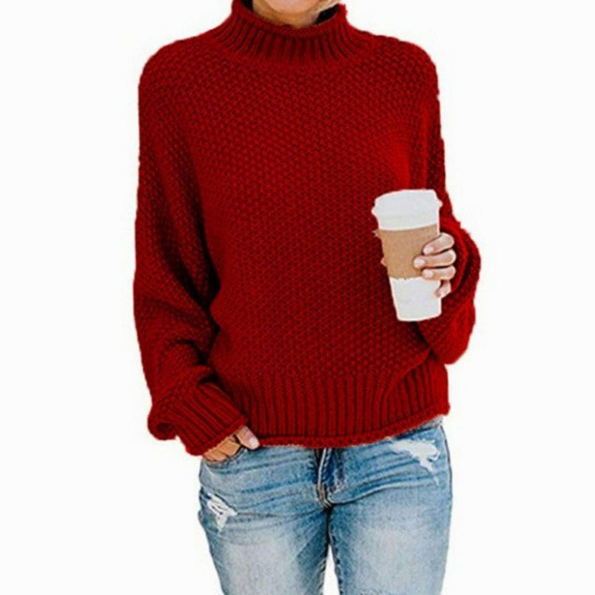 Maren | Women’s Oversized Chunky Knit Turtleneck Slouchy Sweater