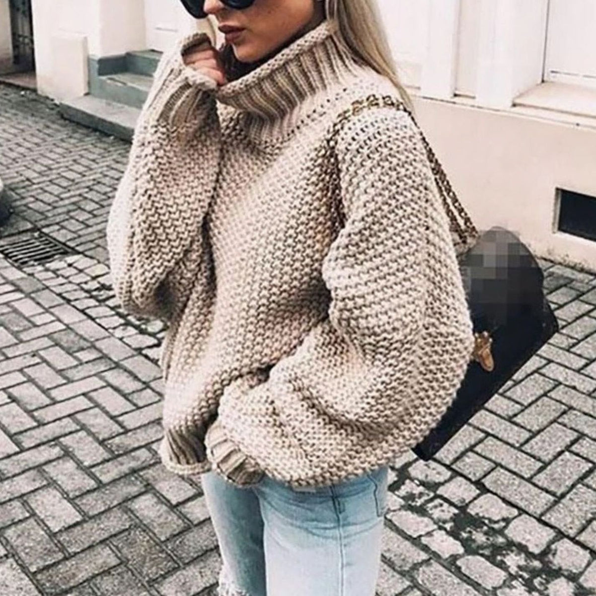 Maren | Women’s Oversized Chunky Knit Turtleneck Slouchy Sweater