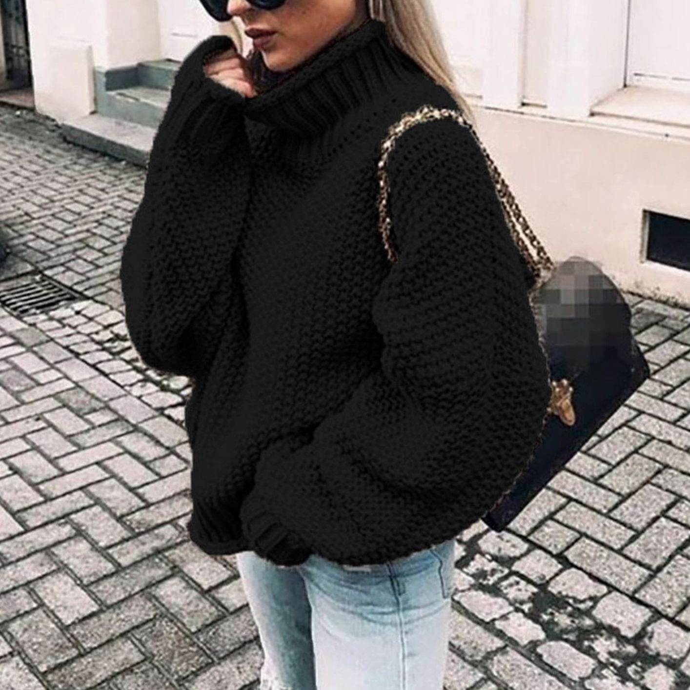 Maren | Women’s Oversized Chunky Knit Turtleneck Slouchy Sweater