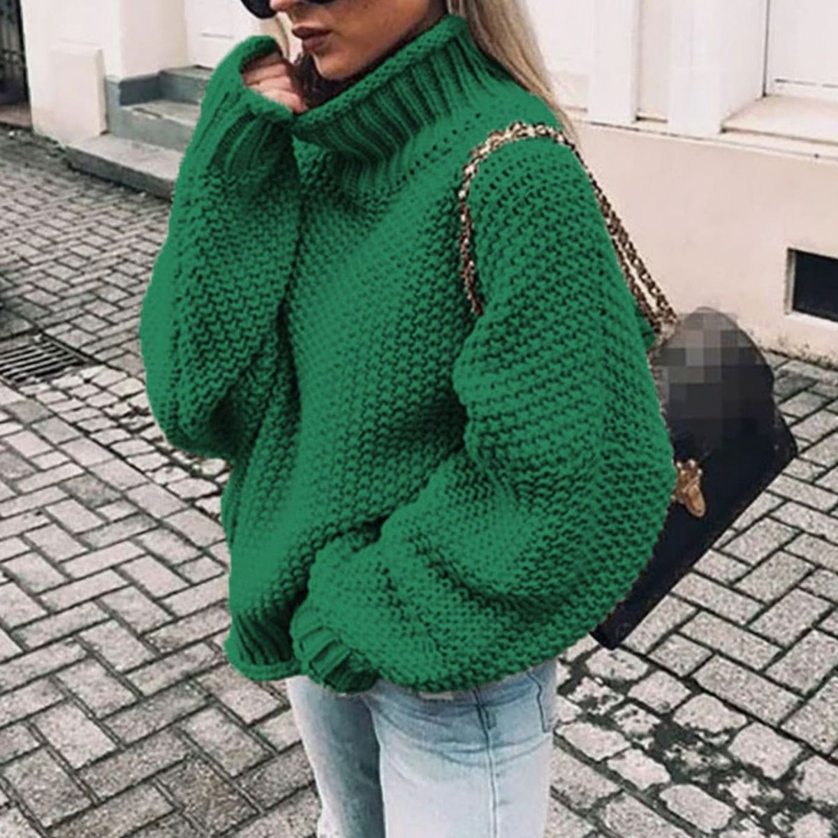 Maren | Women’s Oversized Chunky Knit Turtleneck Slouchy Sweater