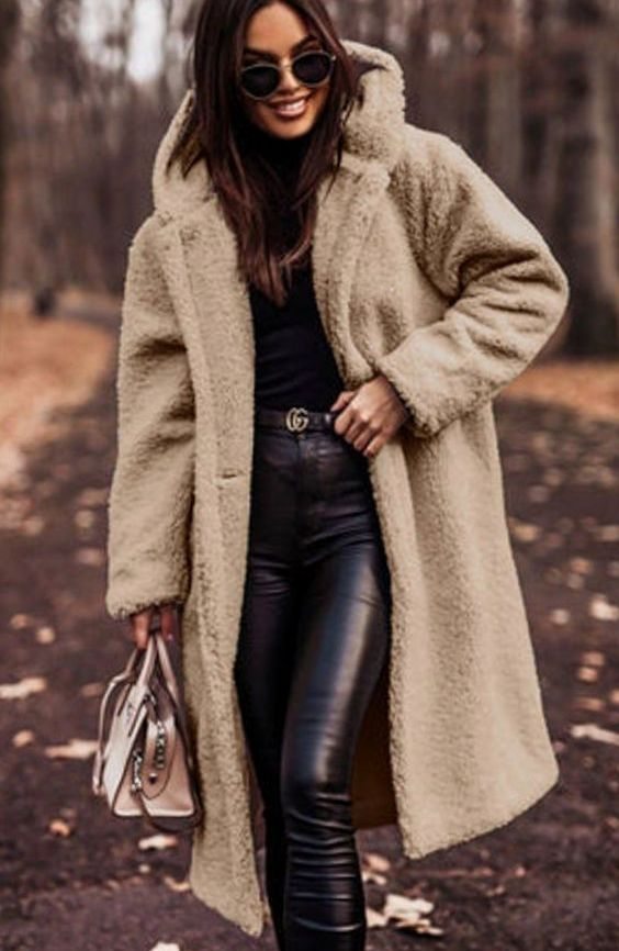 Sienna | Women’s Hooded Plush Teddy Faux-Shearling Long Coat