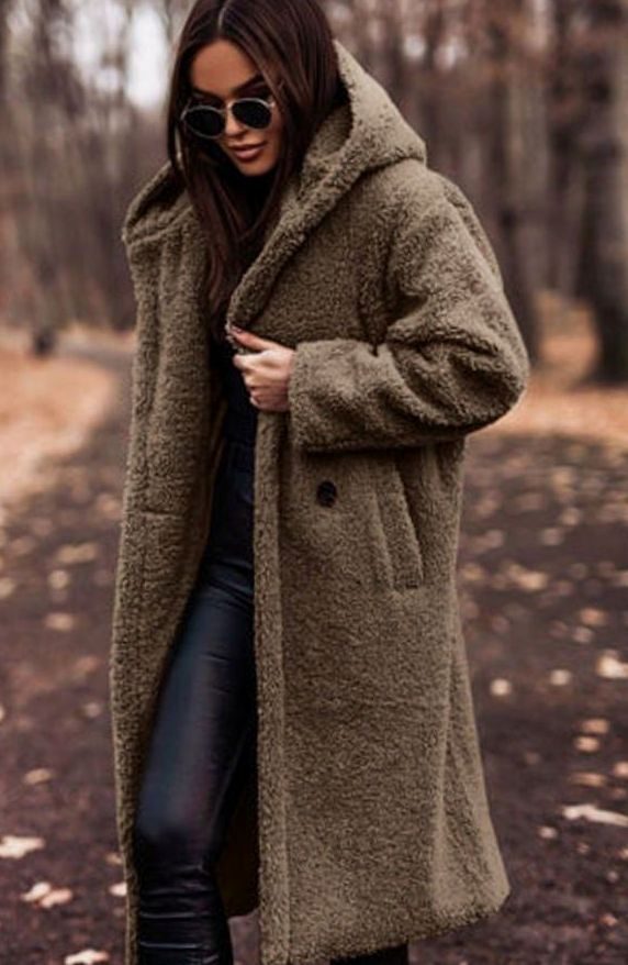 Sienna | Women’s Hooded Plush Teddy Faux-Shearling Long Coat