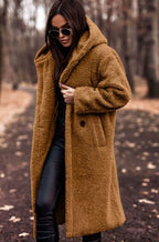 Sienna | Women’s Hooded Plush Teddy Faux-Shearling Long Coat