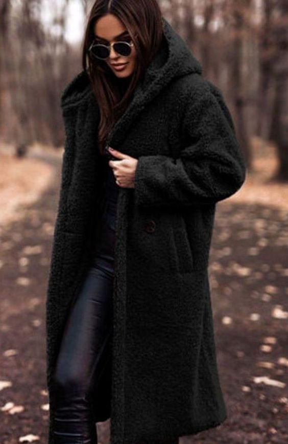 Sienna | Women’s Hooded Plush Teddy Faux-Shearling Long Coat