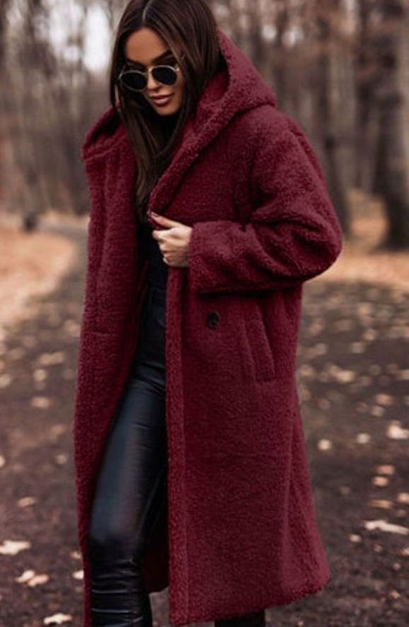 Sienna | Women’s Hooded Plush Teddy Faux-Shearling Long Coat