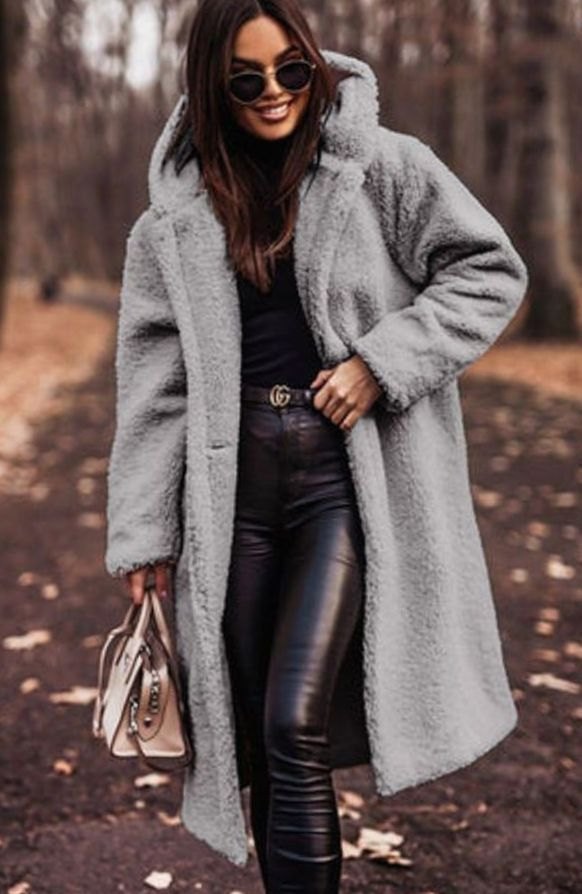 Sienna | Women’s Hooded Plush Teddy Faux-Shearling Long Coat