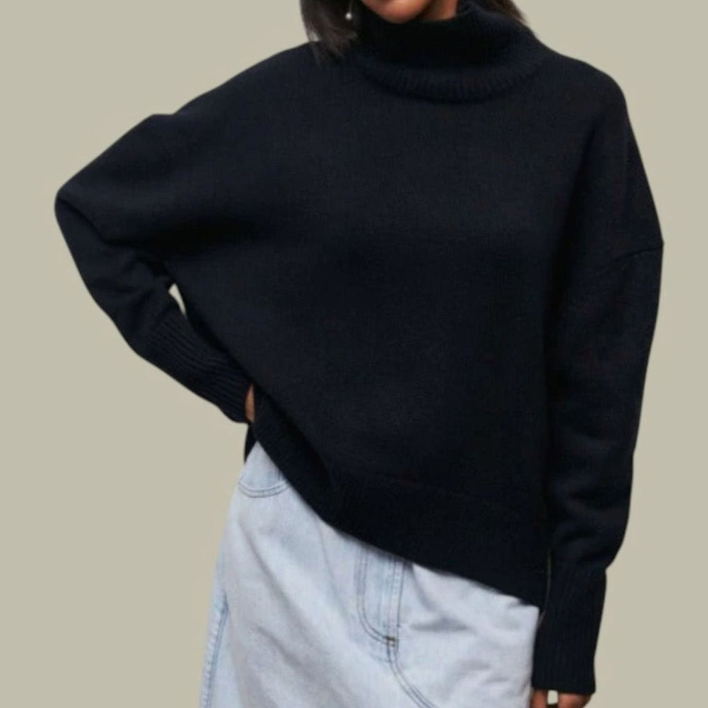 Sora | Women’s Oversized Funnel-Neck Drop-Shoulder Knit Sweater