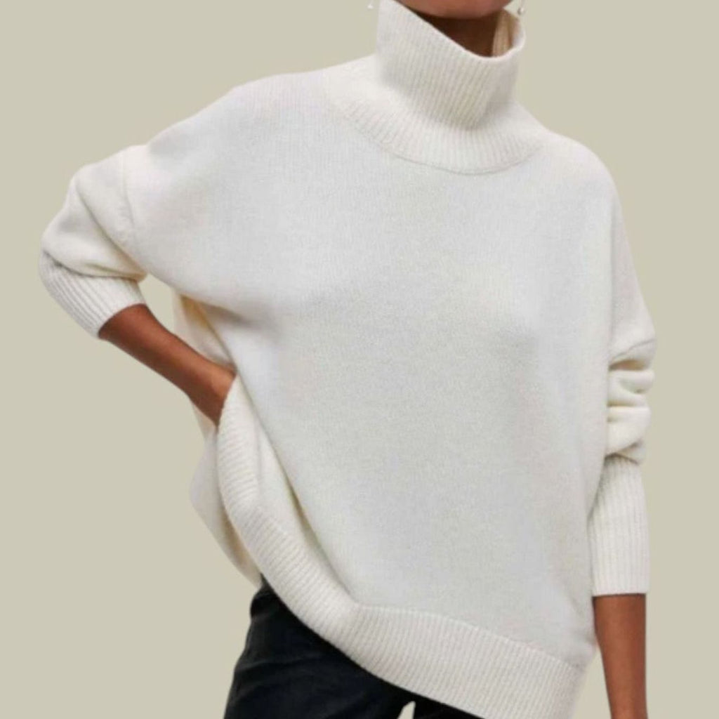 Sora | Women’s Oversized Funnel-Neck Drop-Shoulder Knit Sweater