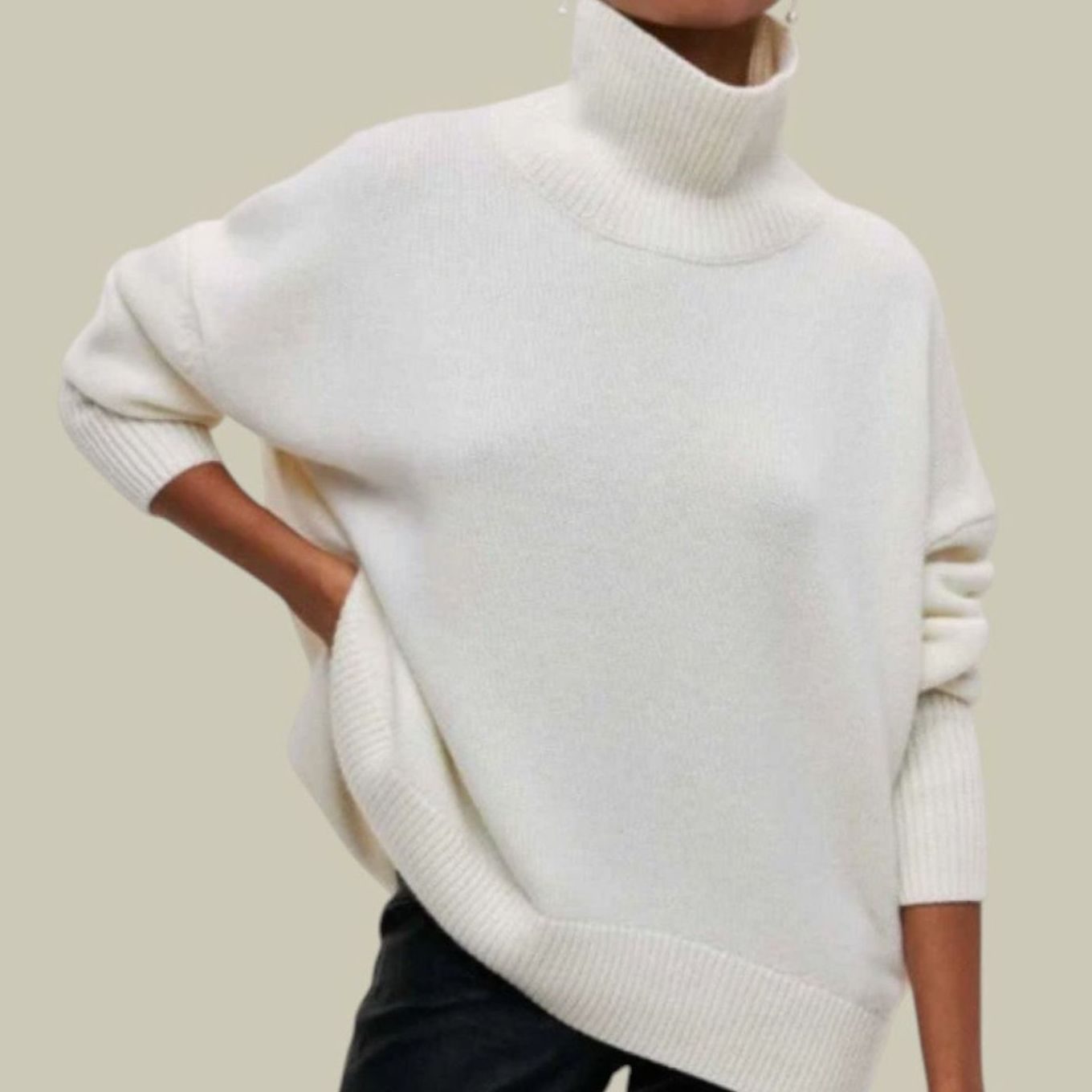 Sora | Women’s Oversized Funnel-Neck Drop-Shoulder Knit Sweater