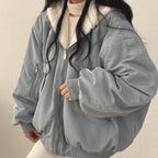 Mina | Women’s Contrast Faux-Fur Hooded Oversized Bomber Jacket