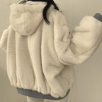 Mina | Women’s Contrast Faux-Fur Hooded Oversized Bomber Jacket