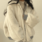Mina | Women’s Contrast Faux-Fur Hooded Oversized Bomber Jacket