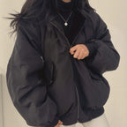 Mina | Women’s Contrast Faux-Fur Hooded Oversized Bomber Jacket