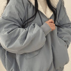 Mina | Women’s Contrast Faux-Fur Hooded Oversized Bomber Jacket