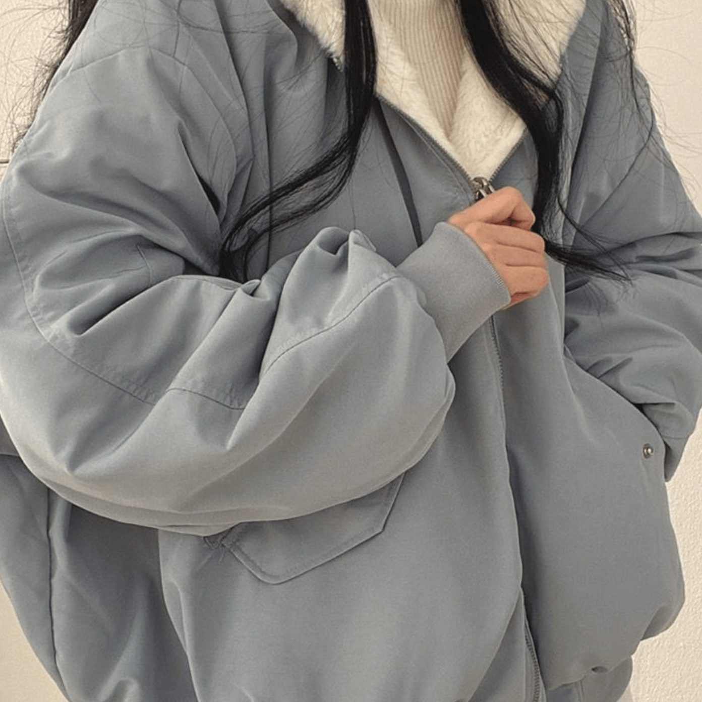 Mina | Women’s Contrast Faux-Fur Hooded Oversized Bomber Jacket