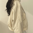 Mina | Women’s Contrast Faux-Fur Hooded Oversized Bomber Jacket