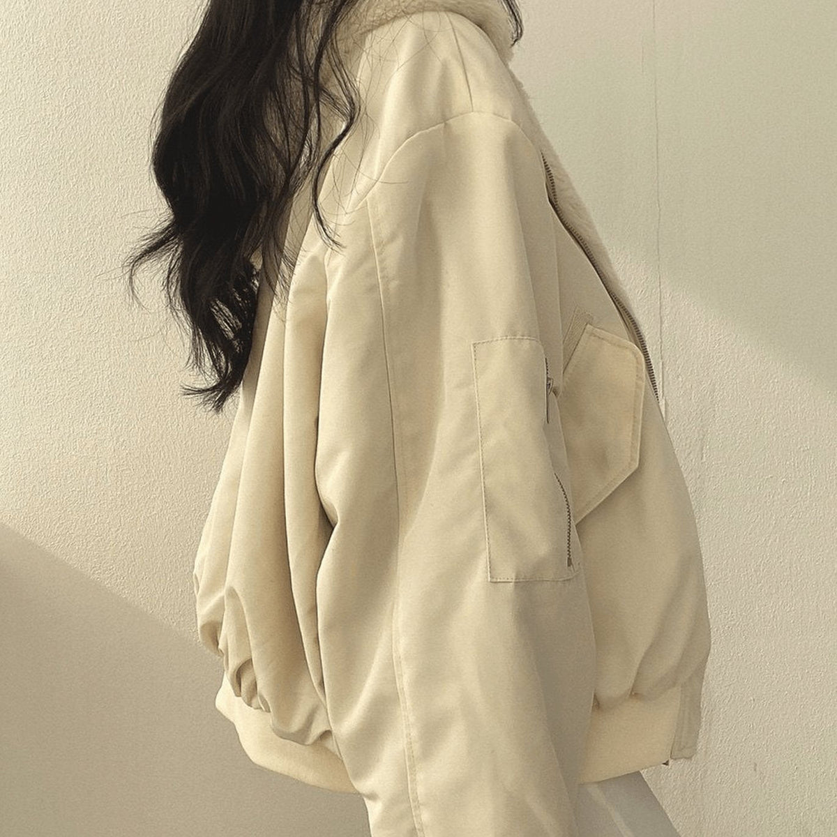 Mina | Women’s Contrast Faux-Fur Hooded Oversized Bomber Jacket