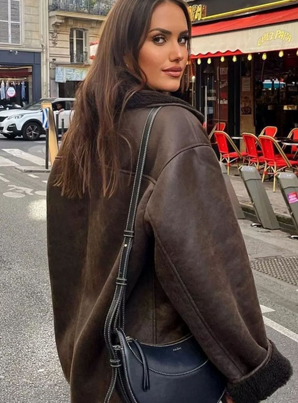 Valerie | Women’s Double-Breasted Faux-Shearling Aviator Jacket
