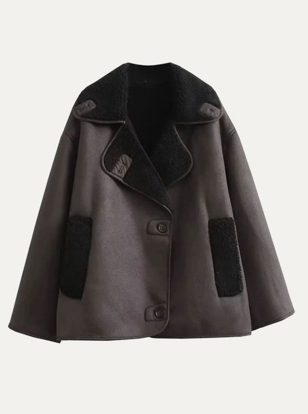 Valerie | Women’s Double-Breasted Faux-Shearling Aviator Jacket