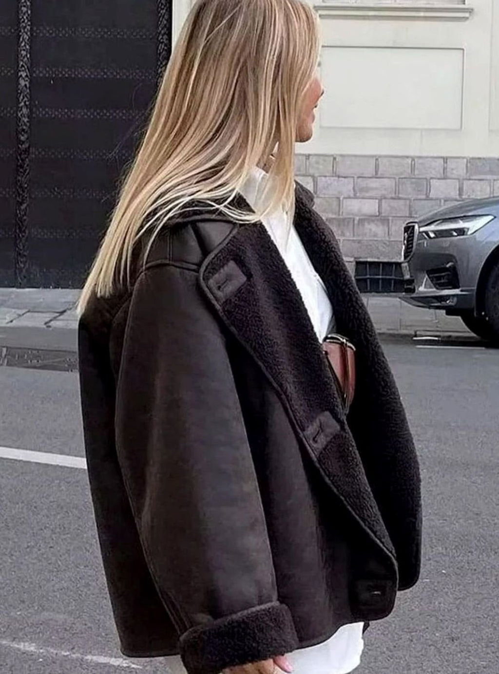 Valerie | Women’s Double-Breasted Faux-Shearling Aviator Jacket