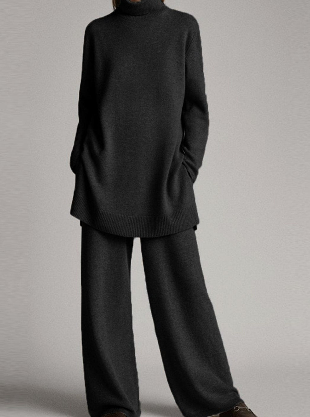 Astrid | Women’s High-Neck Longline Tunic & Wide-Leg Knit Set