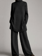 Astrid | Women’s High-Neck Longline Tunic & Wide-Leg Knit Set