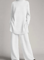 Astrid | Women’s High-Neck Longline Tunic & Wide-Leg Knit Set