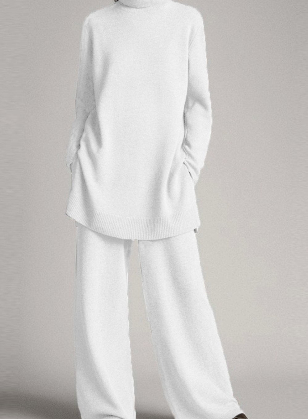 Astrid | Women’s High-Neck Longline Tunic & Wide-Leg Knit Set