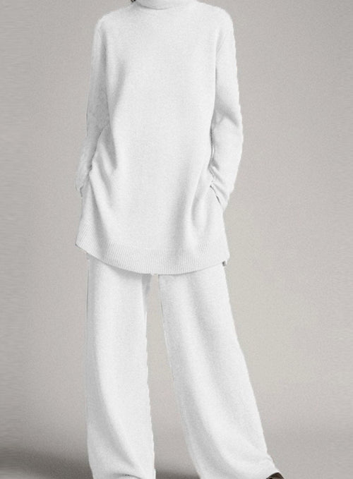 Astrid | Women’s High-Neck Longline Tunic & Wide-Leg Knit Set