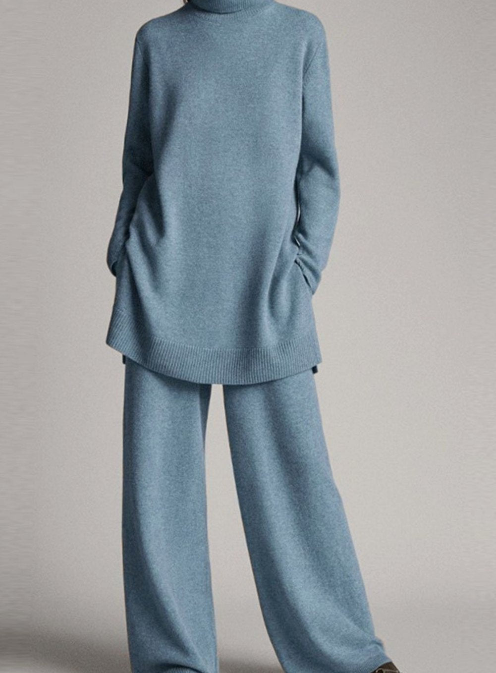 Astrid | Women’s High-Neck Longline Tunic & Wide-Leg Knit Set