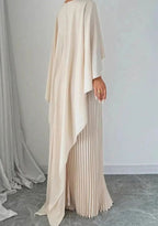 Vivienne | Women’s Cape-Overlay Pleated Maxi Formal Evening Dress